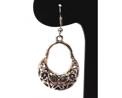 Silver Oxidized Earring Jhumka Jhumki Ethnic Jewelry Hook Drop Dangle Long EA249